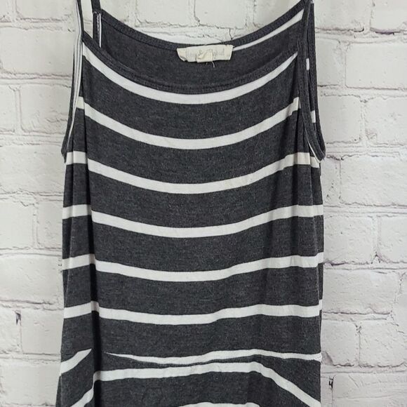 Hem & Thread Charcoal Gray Striped Fit & Flare Skater Sleeveless Cami Slip Dress - Picture 3 of 8